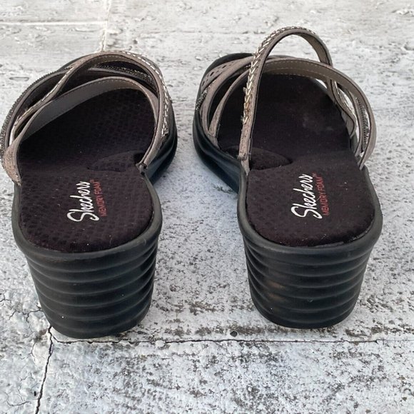 Sketchers Women Sandal Memory Foam Strappy Heel Shoes Size 11 - Picture 7 of 10